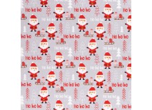 Baumwolle - Weihnachtsmann HoHoHo grau